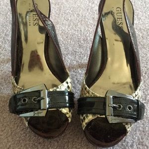 Guess purple platform heels